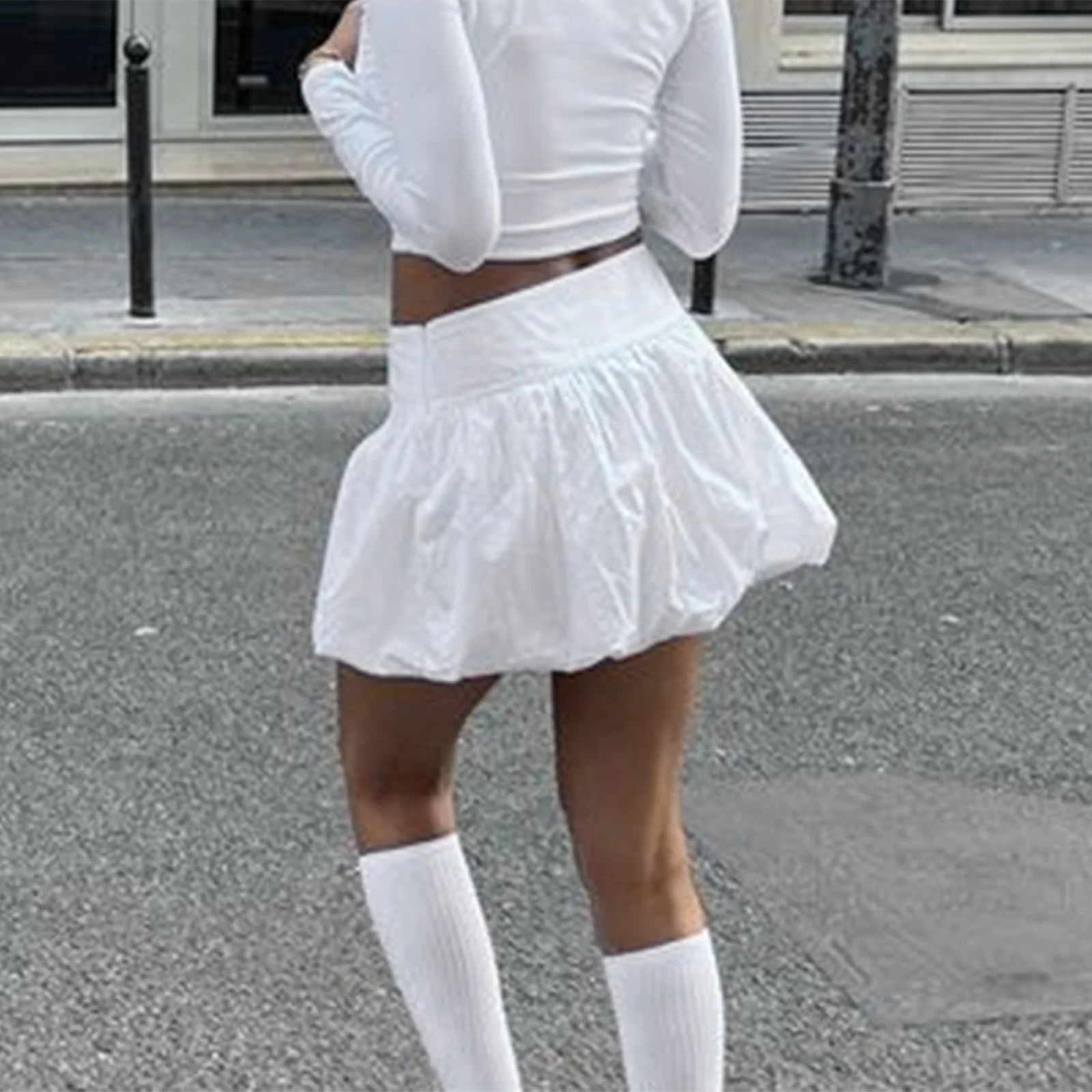 Women's Summer Casual Mini Skirt - Elastic Waist, Solid Color - Image 3