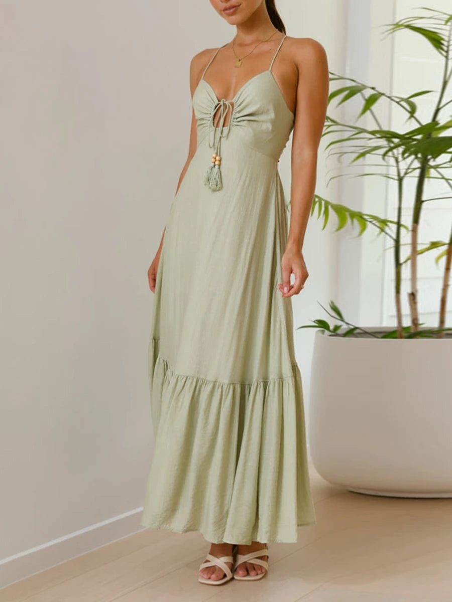 Y2K Spaghetti Strap Backless Bodycon Maxi Dress - Image 7