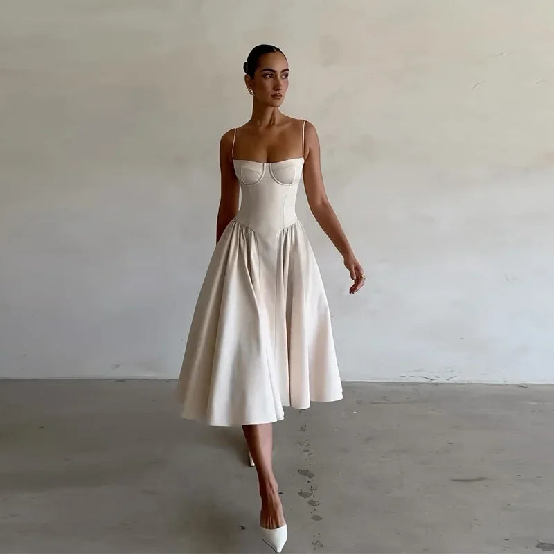 Chic Off-Shoulder Pleated Maxi Dress for Summer Vacations - Image 15