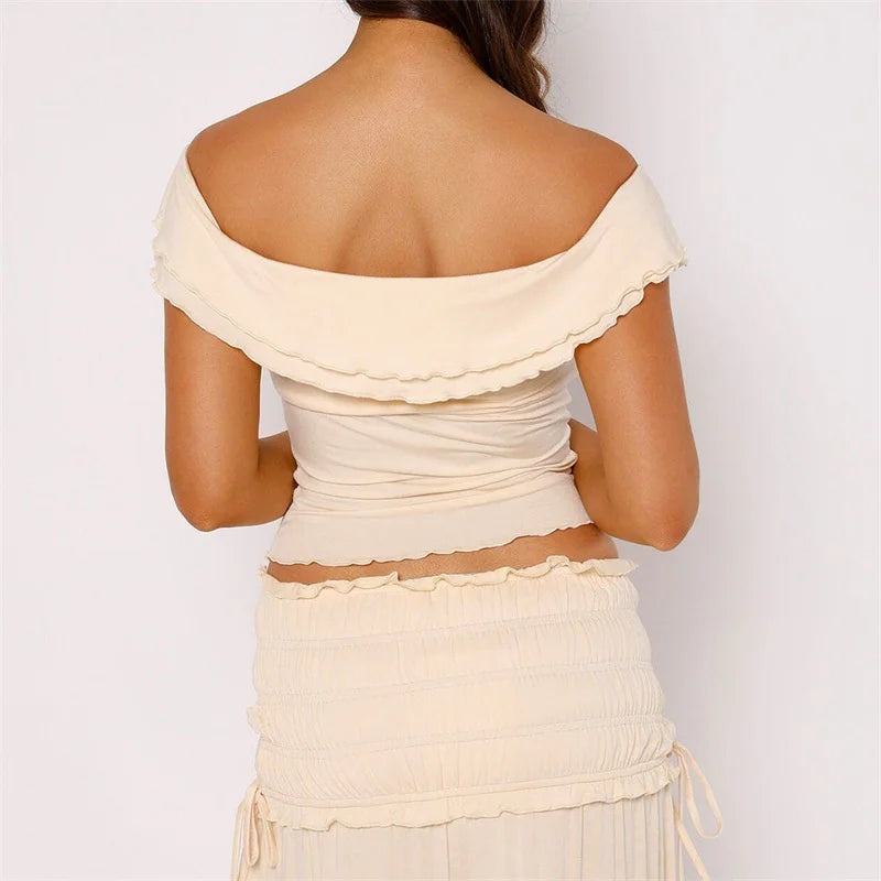 Chic Off-Shoulder Twist Knot Crop Top for Women - Image 7