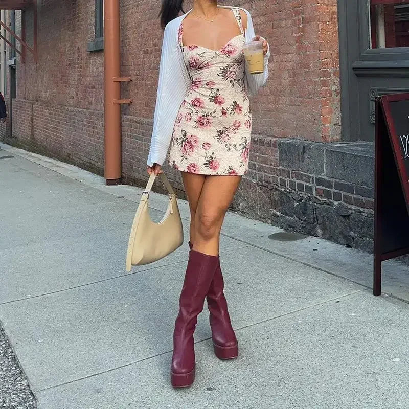 Floral Print Mini Dress - Sleeveless Bodycon Summer Style - Image 5