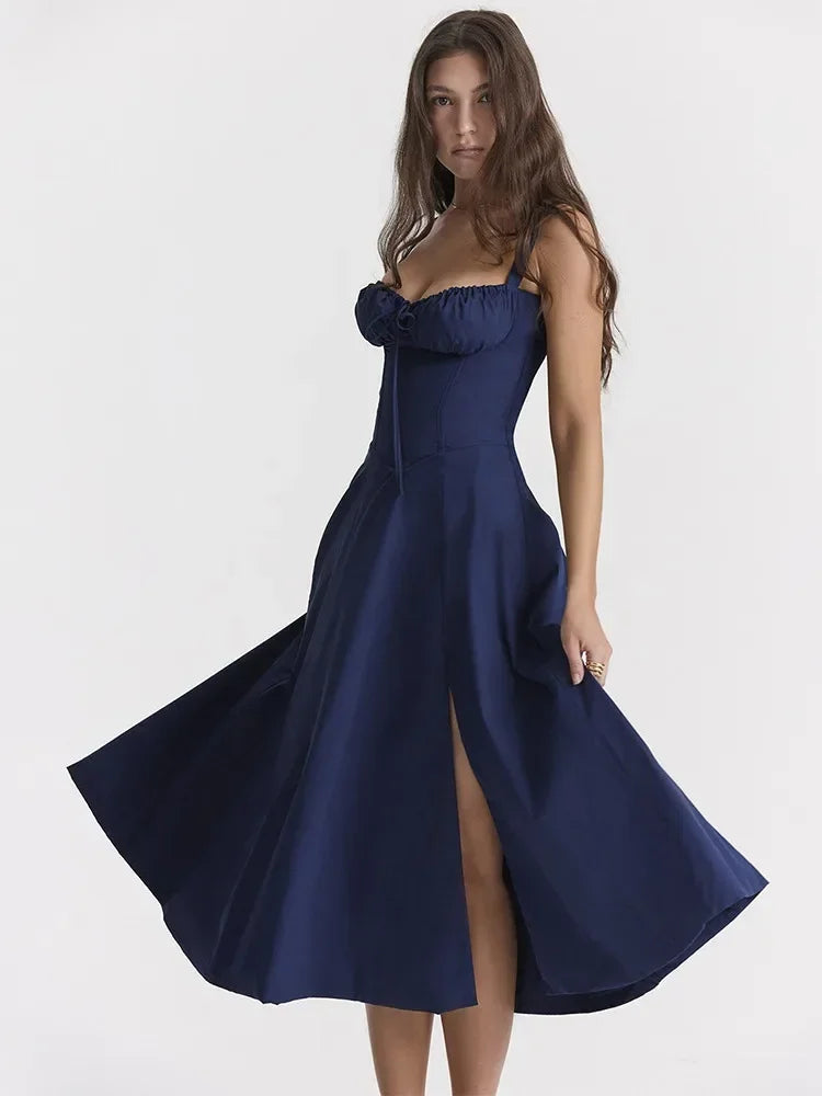 Elegant Floral Print Sleeveless Backless Midi Dress for Women - Image 5