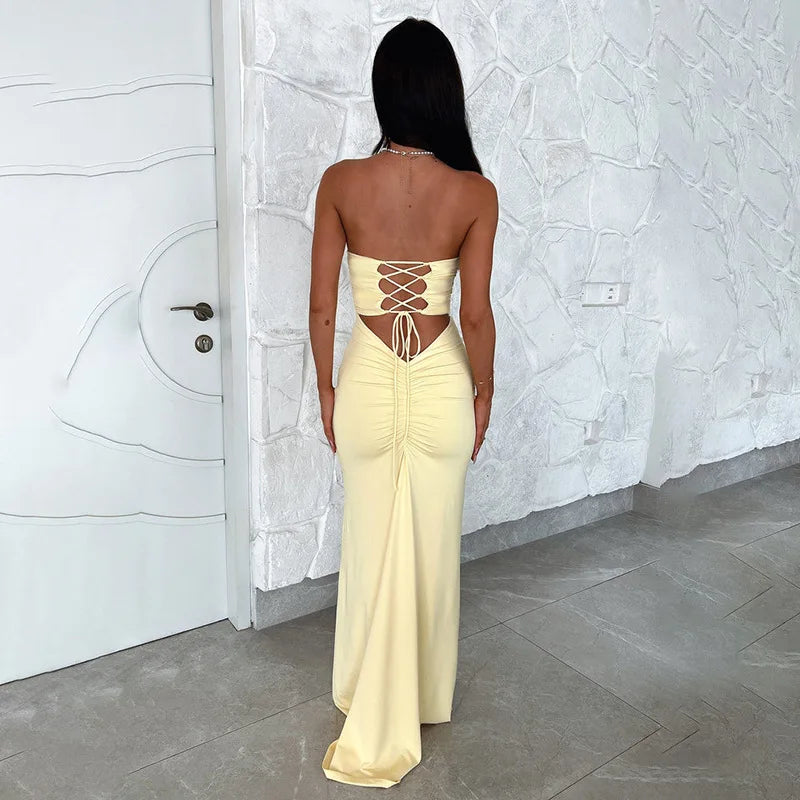 Strapless Backless Lace-Up Maxi Dress for Summer Parties - Image 7