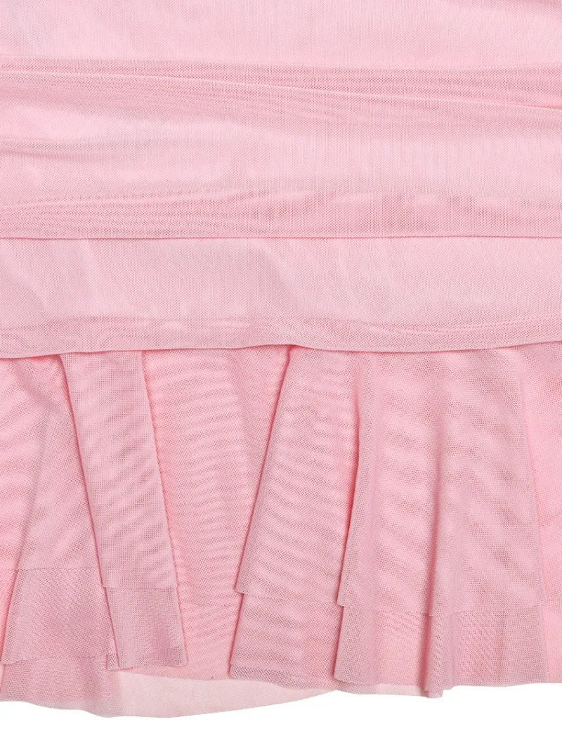 Elegant Off-Shoulder Ruffle Pink Bodycon Dress for Parties - Image 6