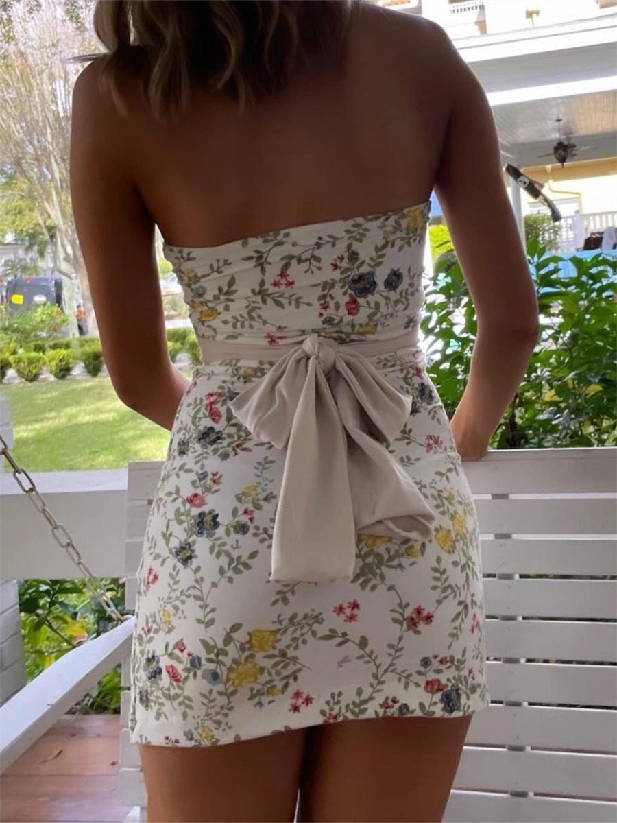 Floral Off-Shoulder Tube Top Mini Dress for Women - Image 6