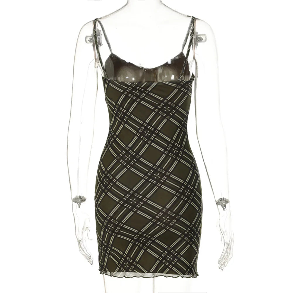 Vintage V-Neck Double Layer Mesh Mini Dress - Y2K Style - Image 6