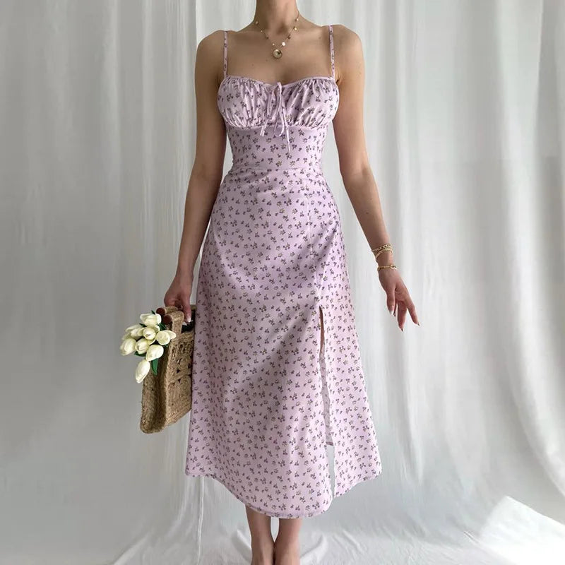 Summer Off-Shoulder Tie Print Sleeveless Dress for Women - Image 5