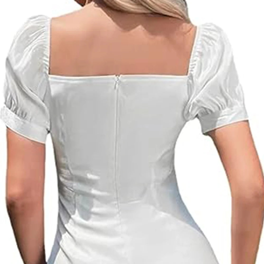 Summer Sweetheart Neckline Mini Dress with Lace and Ruffles - Image 7