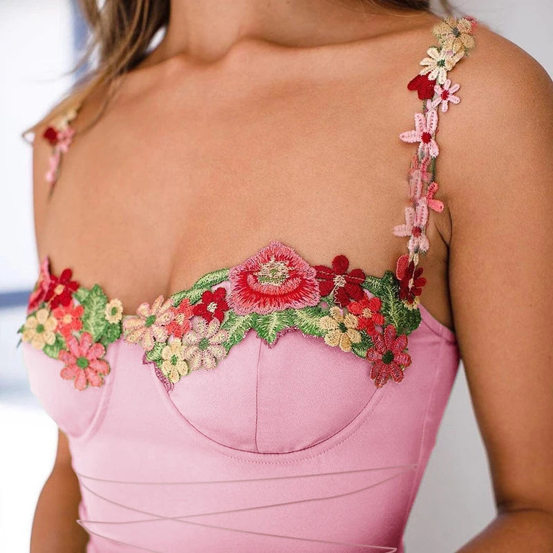 Women's Floral Strappy Mini Dress - Chic & Elegant - Image 6