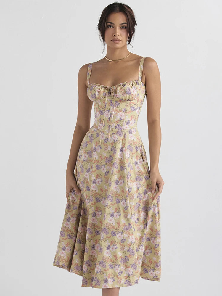 Elegant Off-Shoulder Floral Print High Split Dress for Women - Image 11
