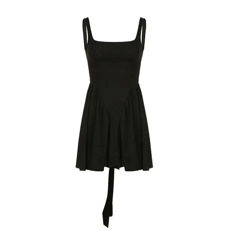 Chic Pleated Mini Dress with Open Back and Bow - Image 6