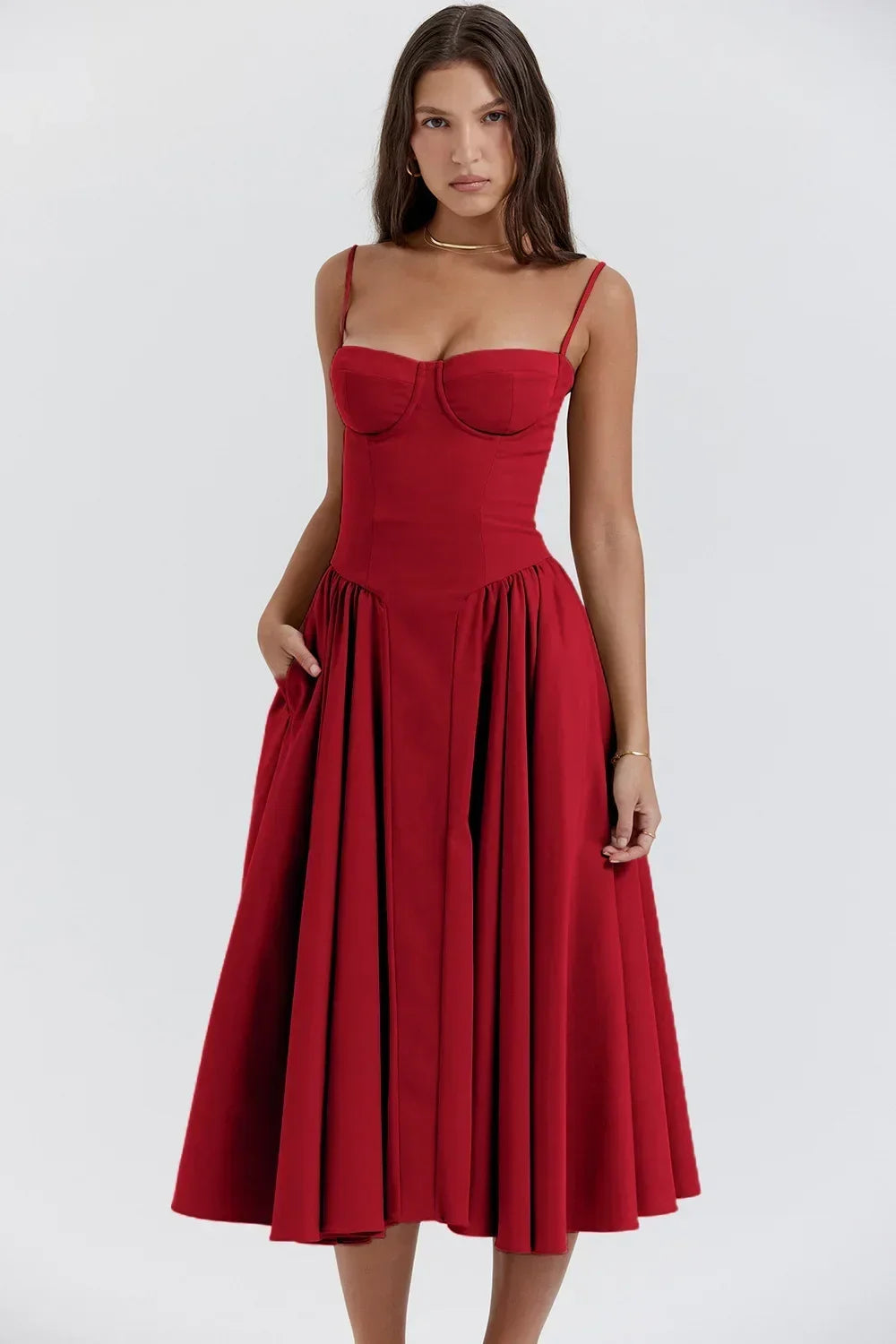 Chic High Waist Maxi Dress with Pockets - Sleeveless & Backless - Image 10