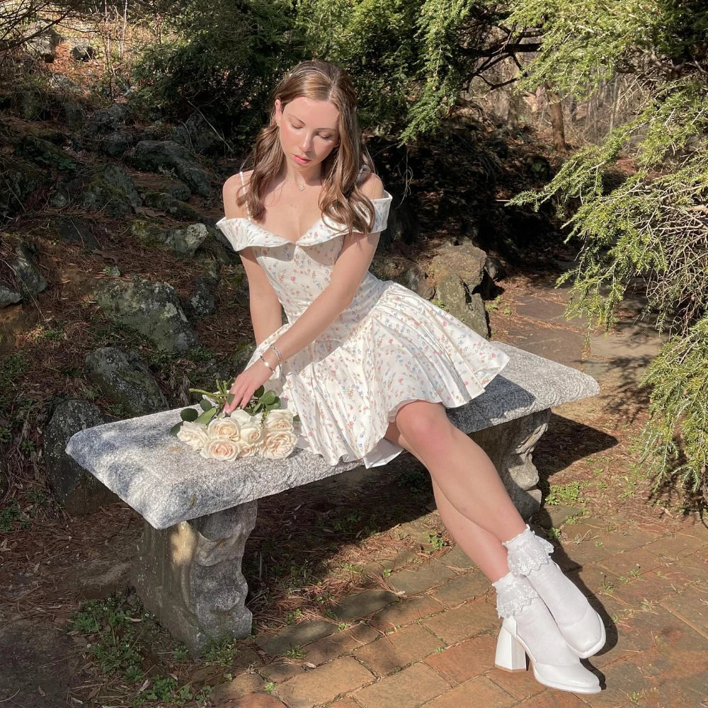 Off-Shoulder Vintage Flare Tulle Short Dress for Parties - Image 4