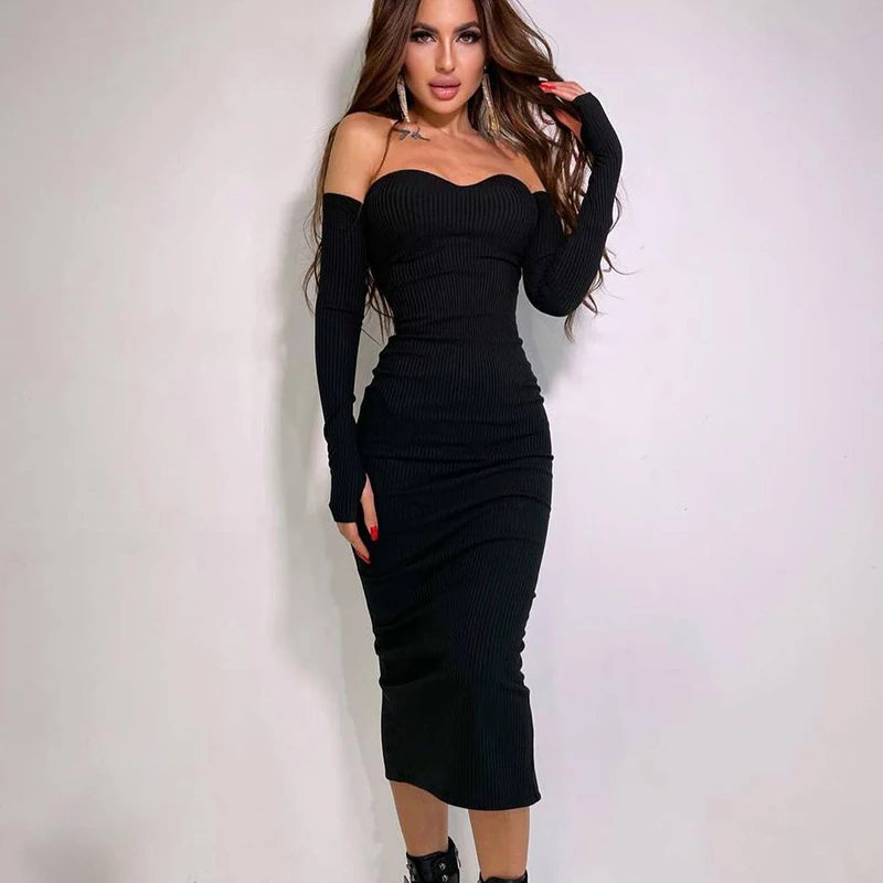 Elegant One-Shoulder Peplum Hip Dress for Women - Image 7