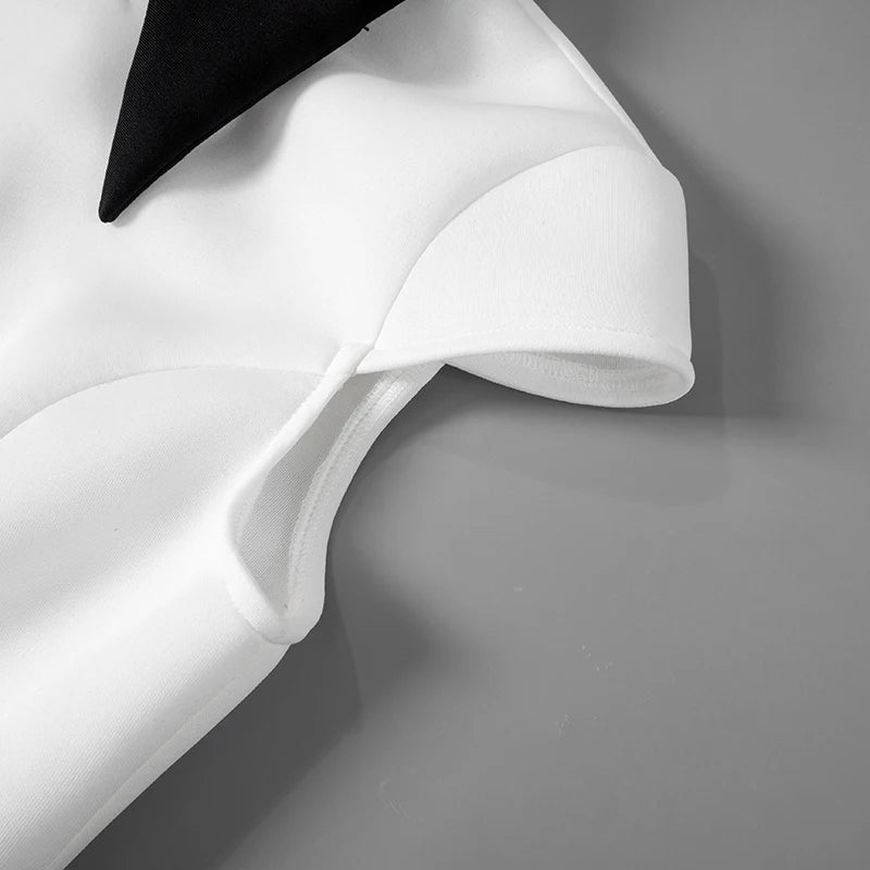 Elegant A-Line Mini Dress with Short Sleeves for Summer - Image 5