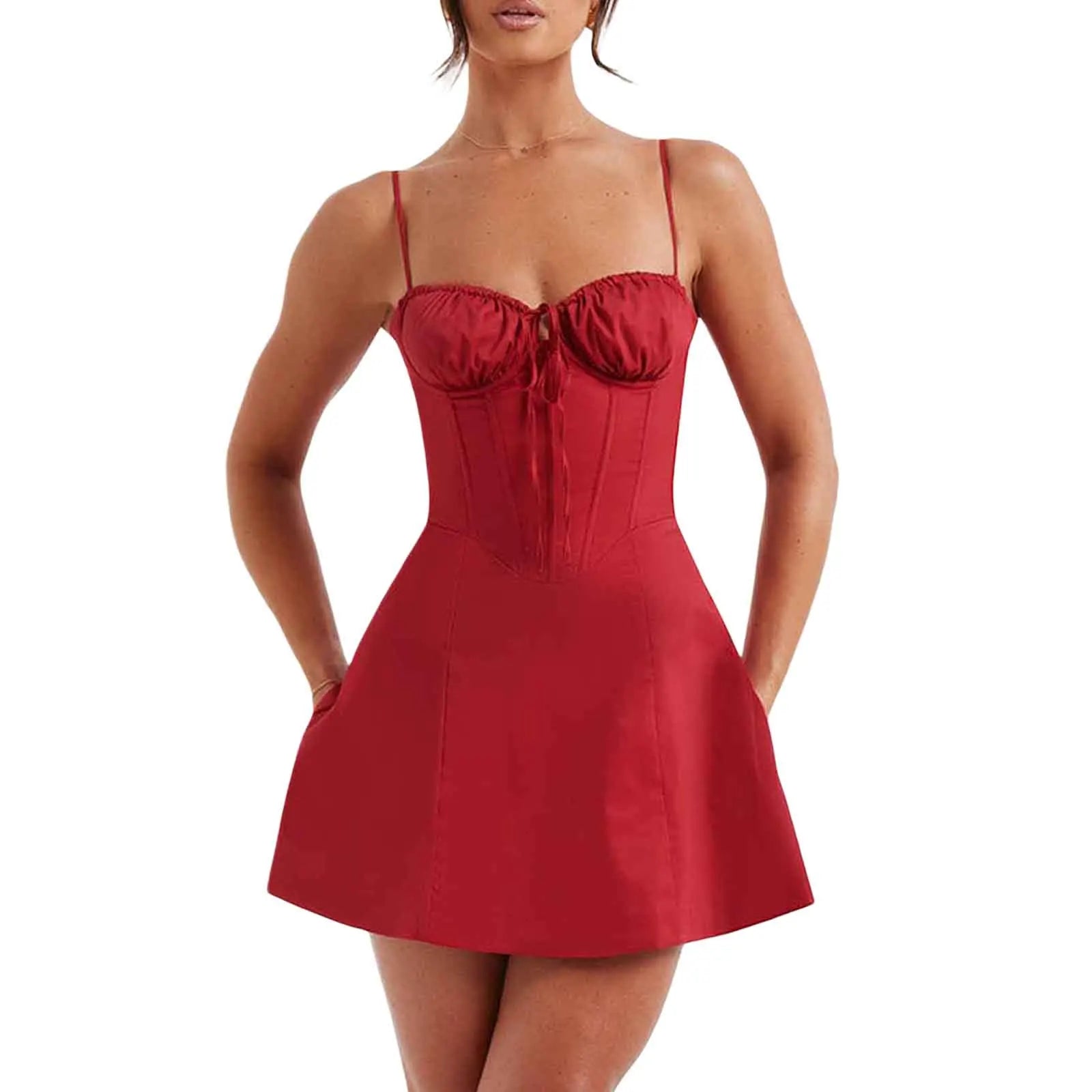 Summer Mini Cami Dress - Backless Spaghetti Strap A-Line - Image 9