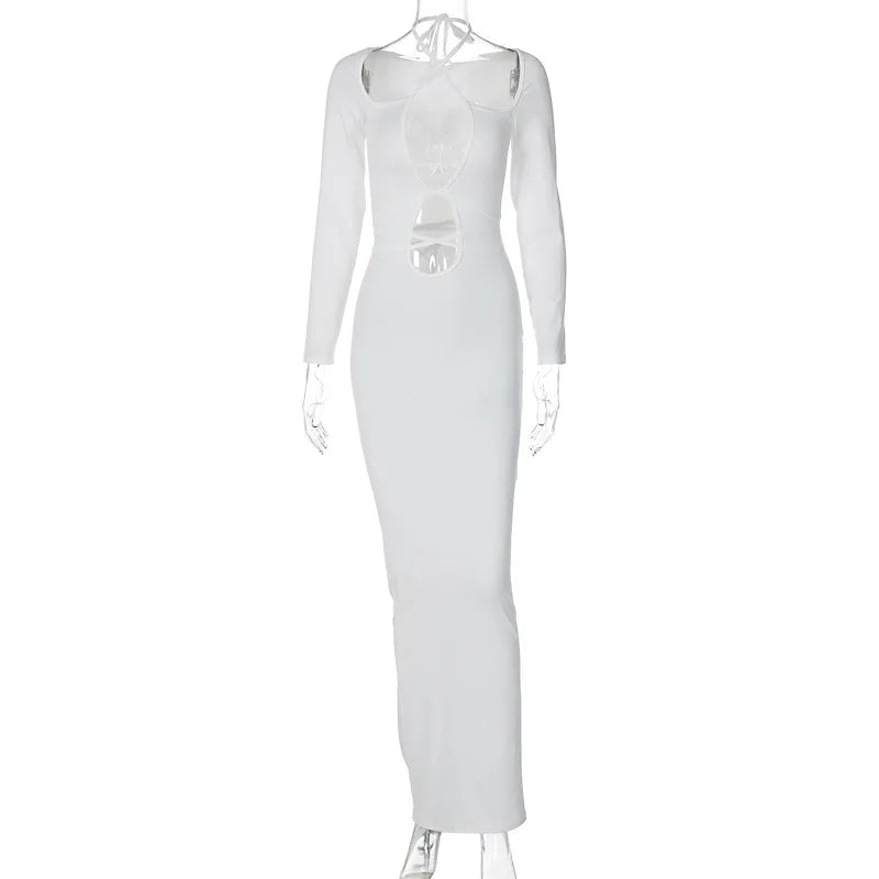 Chic Lace-Up Long-Sleeve Dress for Elegant Parties - Image 5