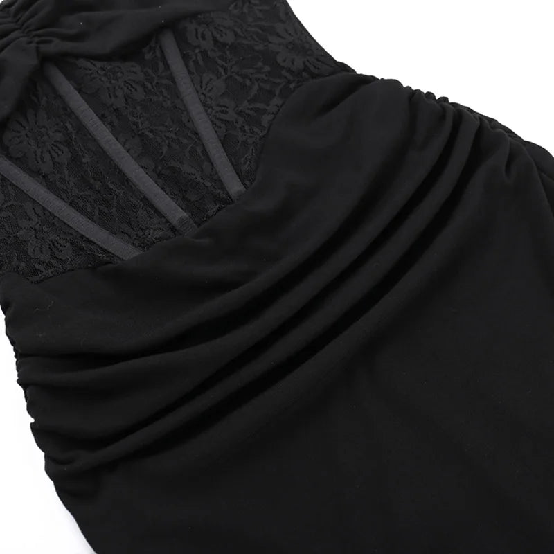 Chic Women's Lace Splicing Halter Long Dress for Spring - Image 6