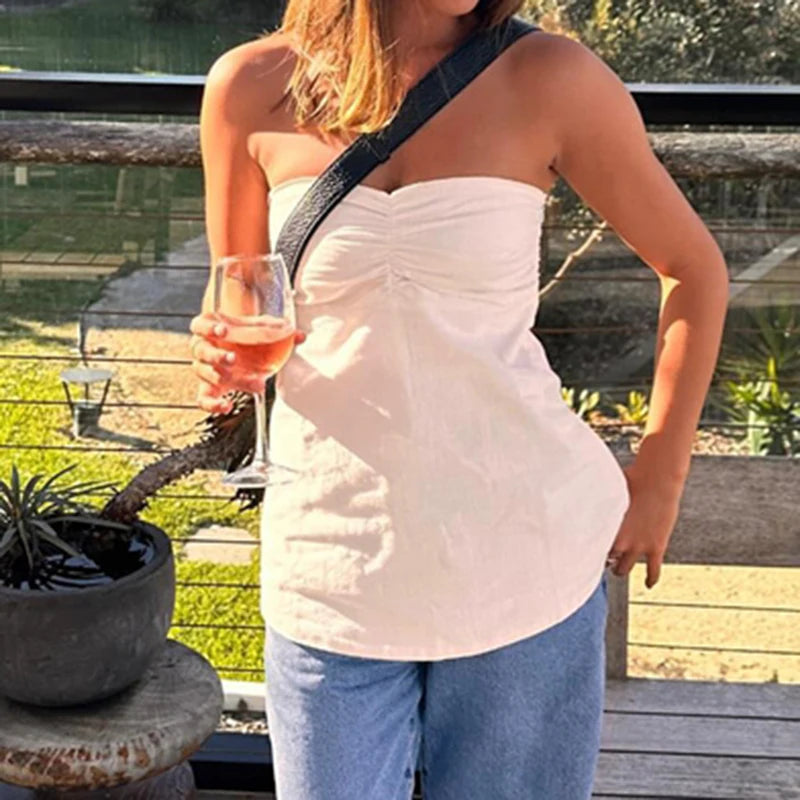 Women's Summer Pleated Tube Top - Backless Camisole - Image 7