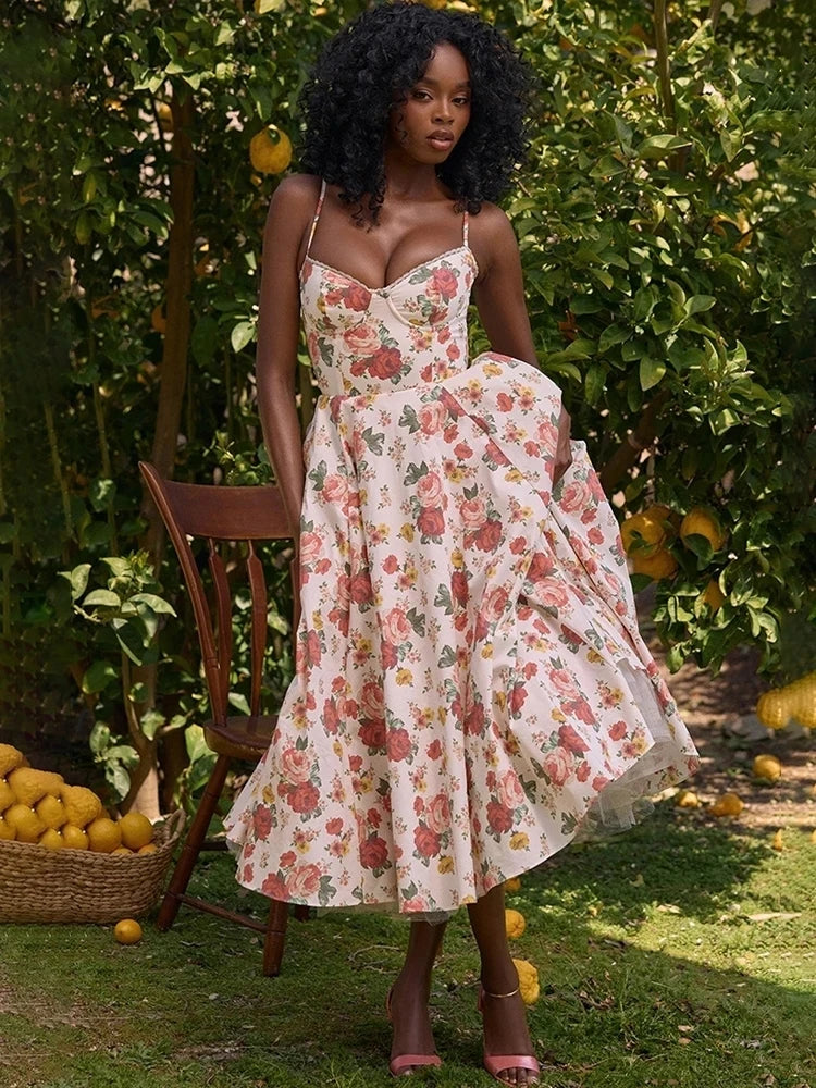 Elegant Backless A-Line Midi Dress for Summer Vacations - Image 4