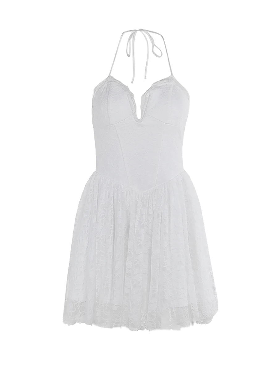 Backless Lace Patchwork Summer Corset Mini Dress - Image 4