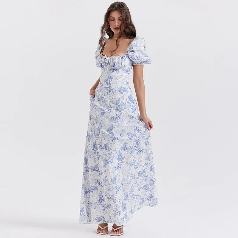 Elegant Floral Lace Puff Sleeve Dress for Parties - Image 3