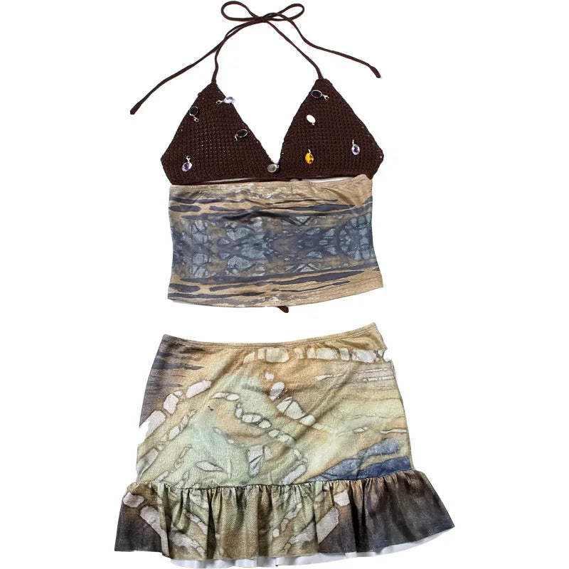 Stylish Summer Sleeveless Crop Top & Skirt Set - Image 6