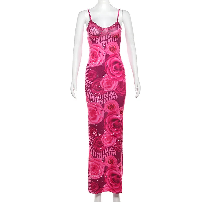Elegant Women's Slim Lace V-Neck Sash Print Dress - Image 5