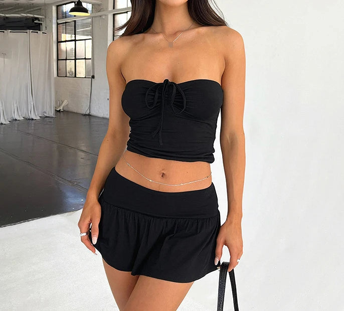 Women’s Summer Strapless Crop Top & Mini Skirt Set - Image 6