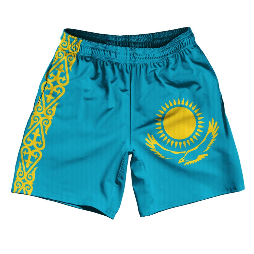 Image of Kazakhstan Country Flag Athletic Running Fitness Exercise Shorts 7