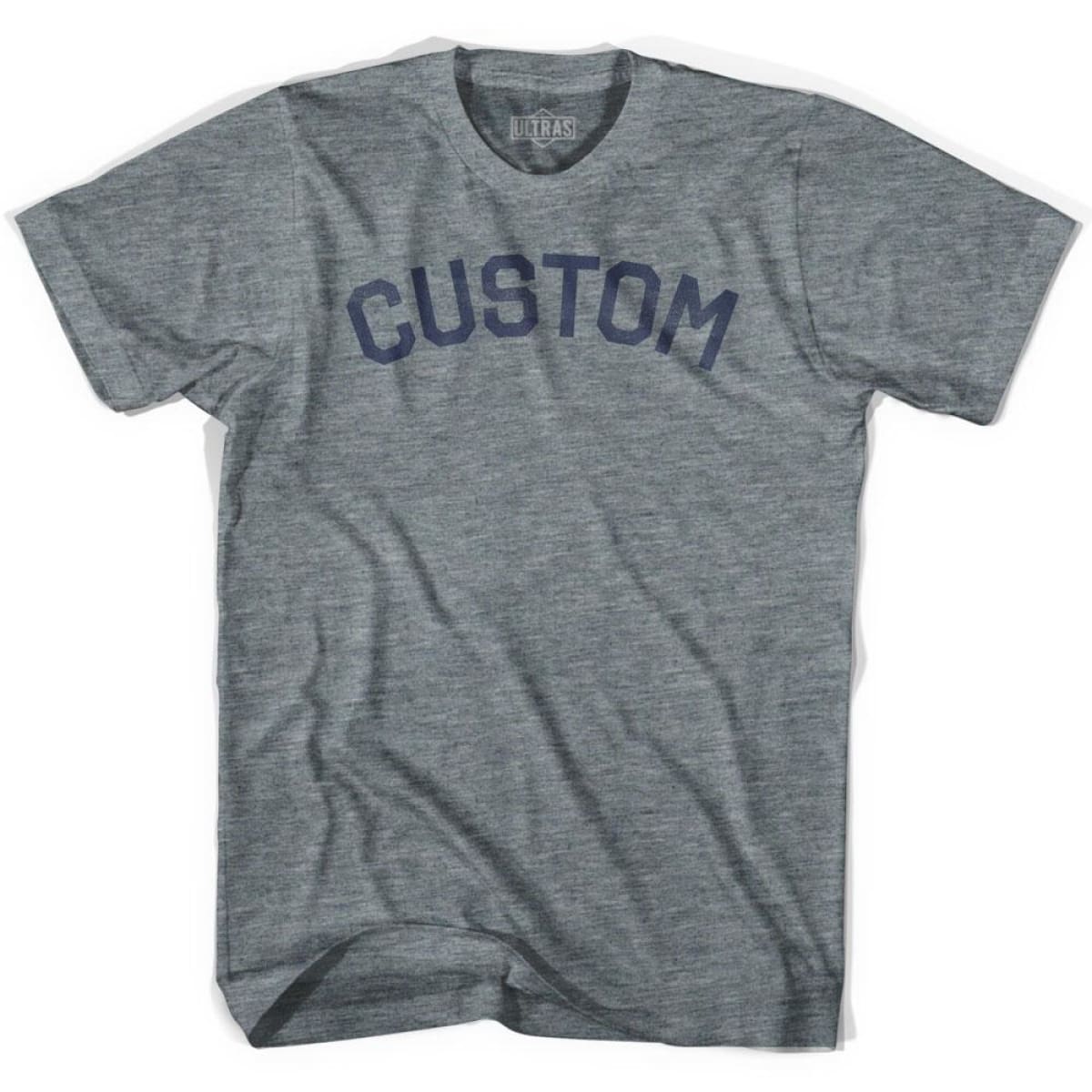 Image of Custom Text Athletic Grey Tri-Blend T-shirt