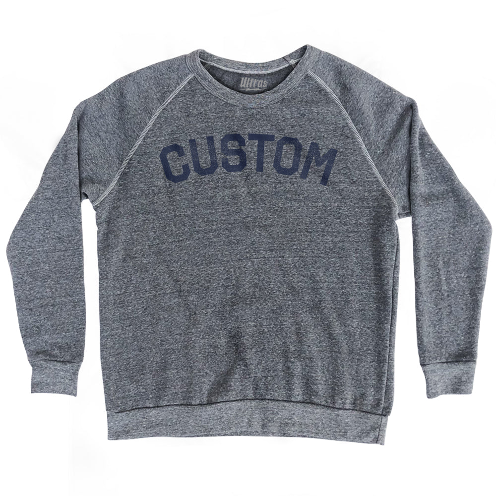 Image of Custom Text Crewneck Adult Tri-Blend Sweatshirt