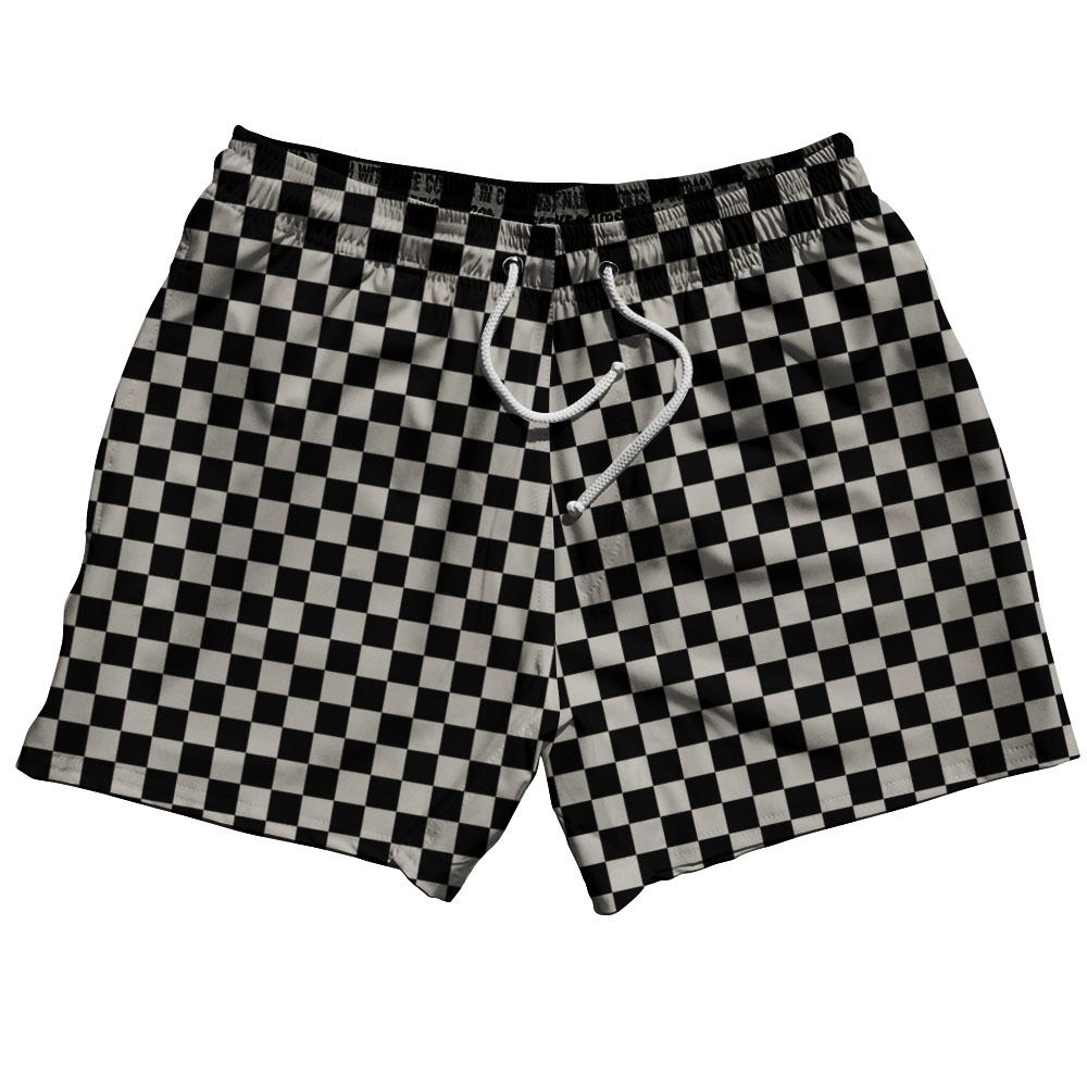 Grey Charcoal & Black Checkerboard Swim Shorts 5