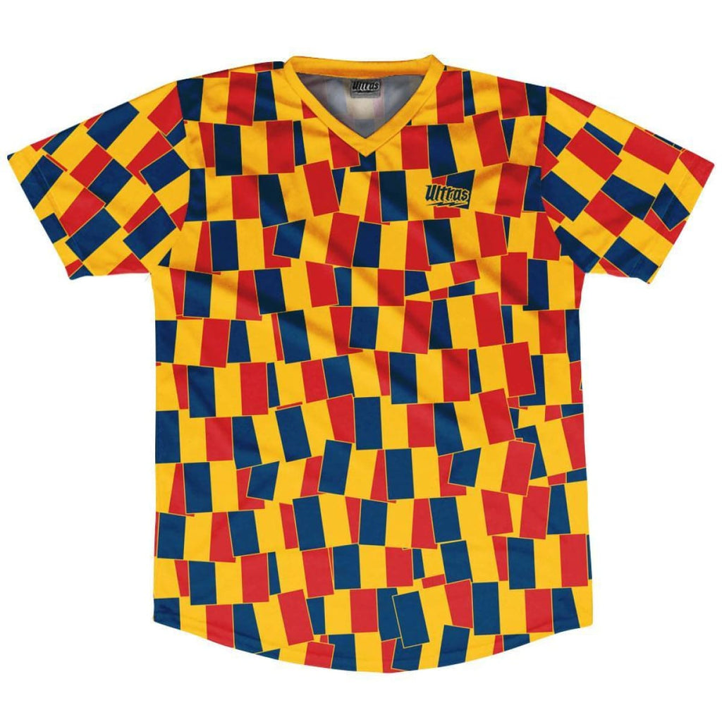 red and yellow soccer jersey