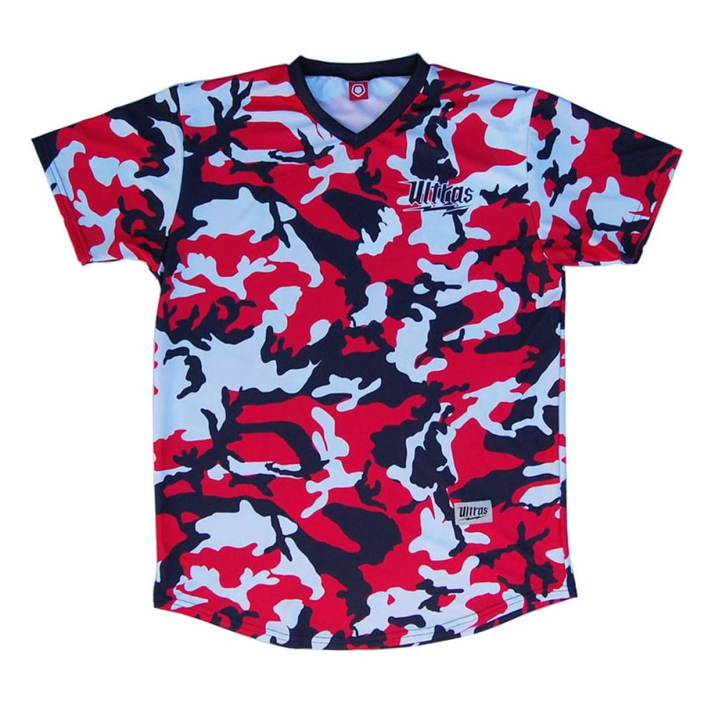 red white and blue soccer jersey