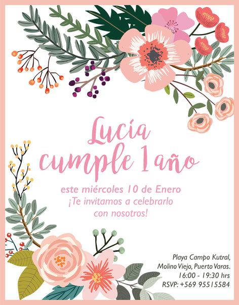 Invitación Cumpleaños Coco Flor - Diseños personalizados