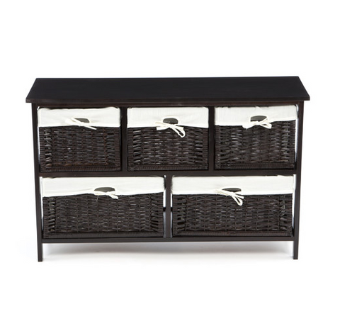 Wicker Storage Chest Baskets Organizer Furniture Wood Cabinet