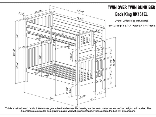 twin over full bunk bed measurements