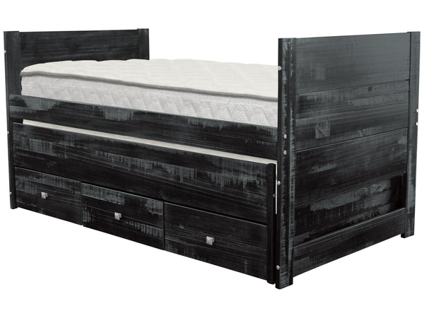 All In One Twin Bed In Weathered Black 3 Drawers Trundle 349