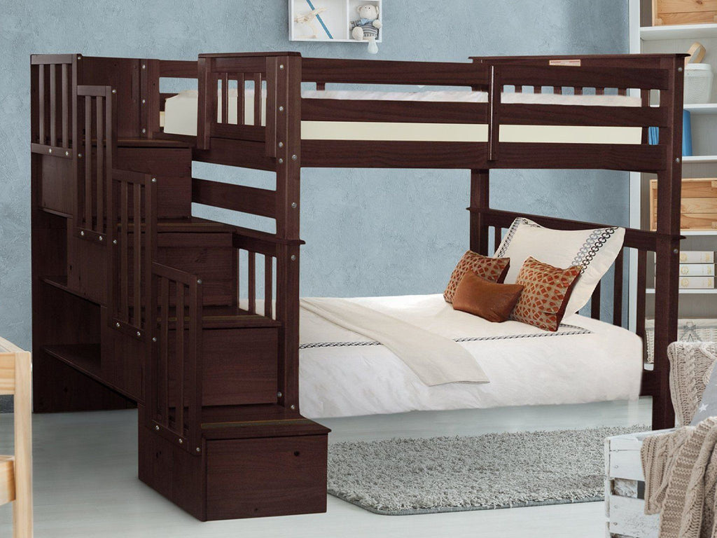 Bunk Beds Tall Twin Stairway Dark Cherry 739 Bunk Bed King