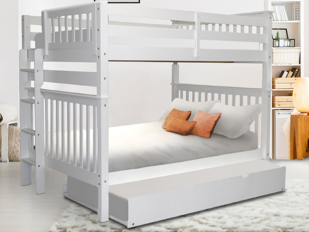 white full bunk bed