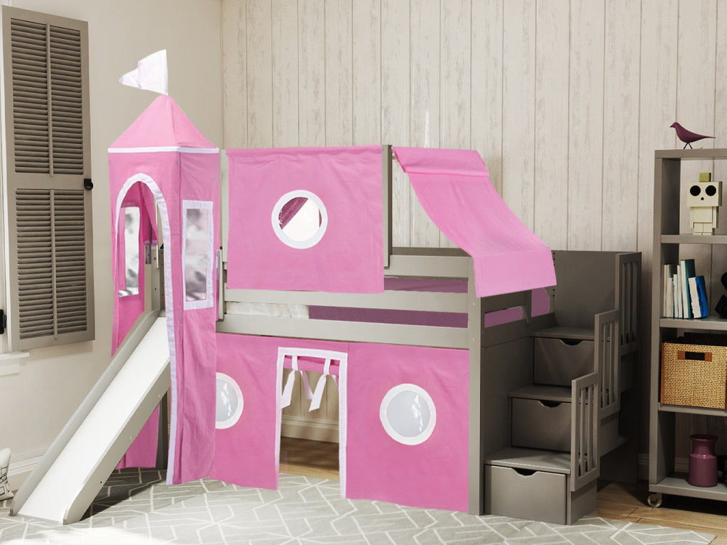 pink loft bed