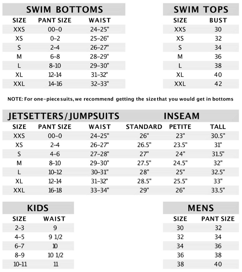 Fit & Size Chart