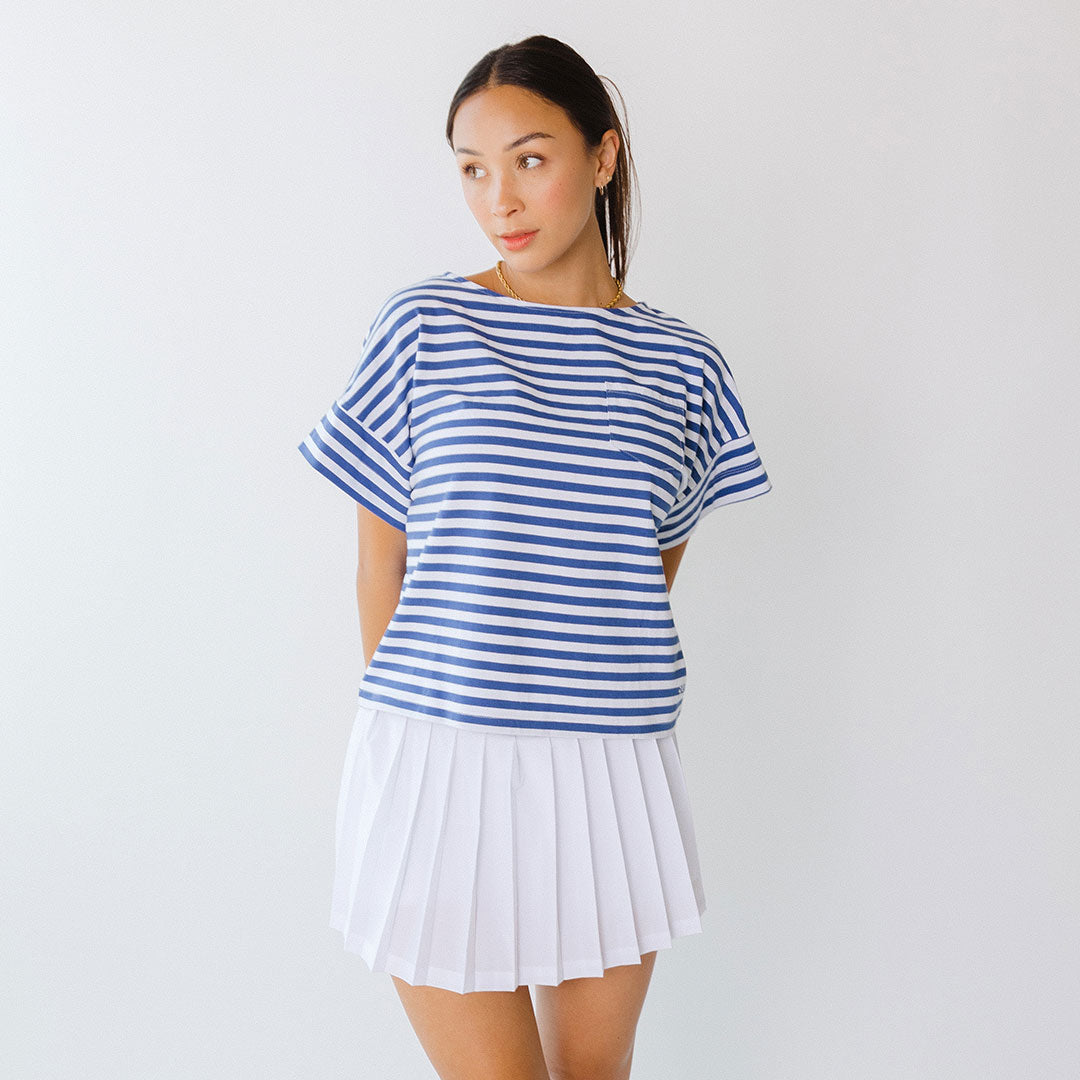 Boxy Tee, Blue Stripe - Albion