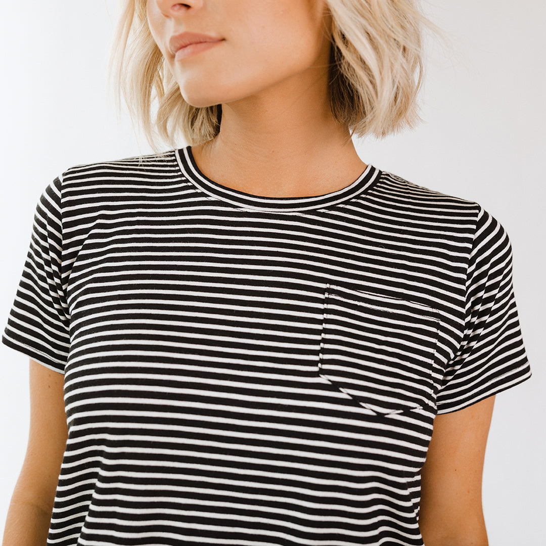 Basic Tee, Classic Black and Ivory Stripe