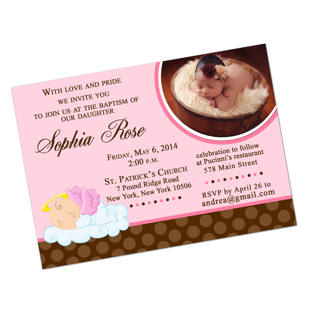 pink angel baby digital baptism invitation inktropolis pink angel baby digital baptism invitation