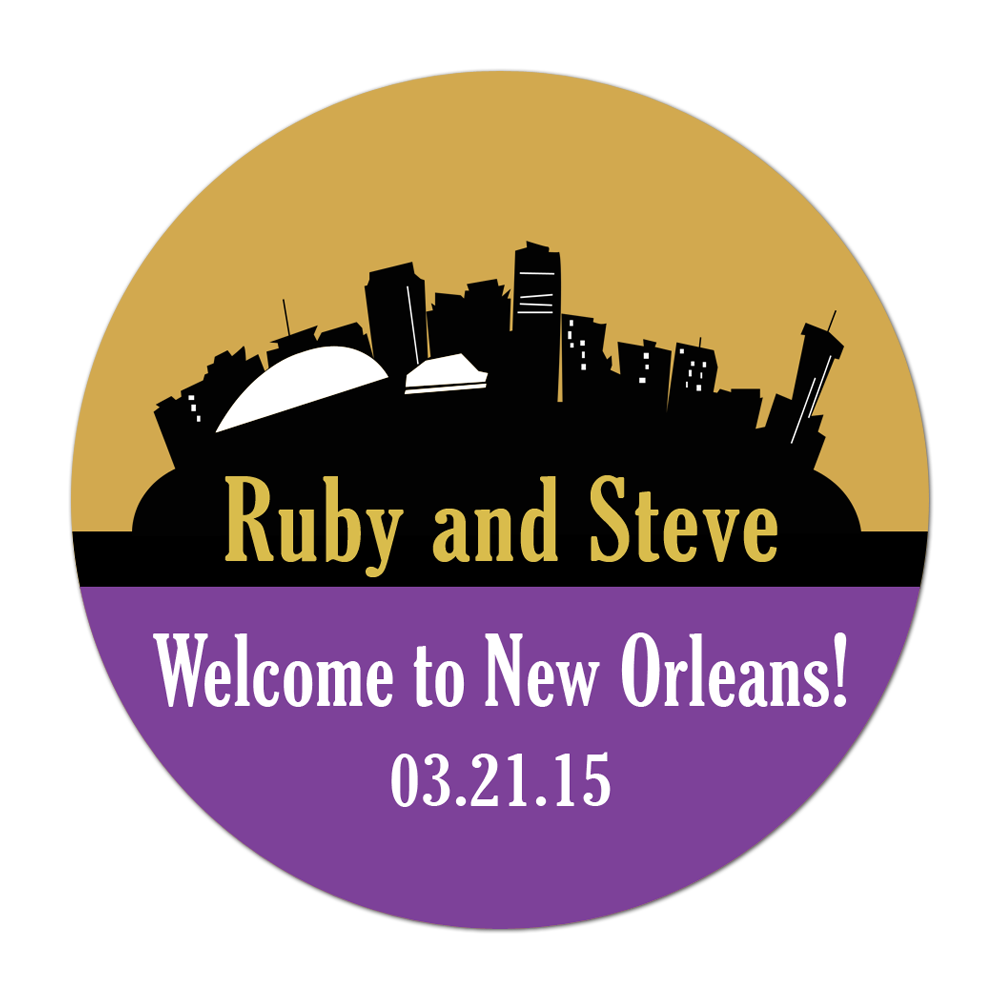 New Orleans Skyline Destination Wedding Favor Sticker Inktropolis