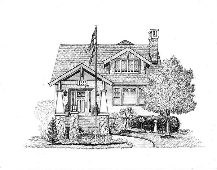 craftsman bungalow chicago suburbs drawing