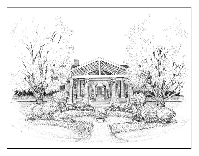 Skokie Country Club drawing pen and ink