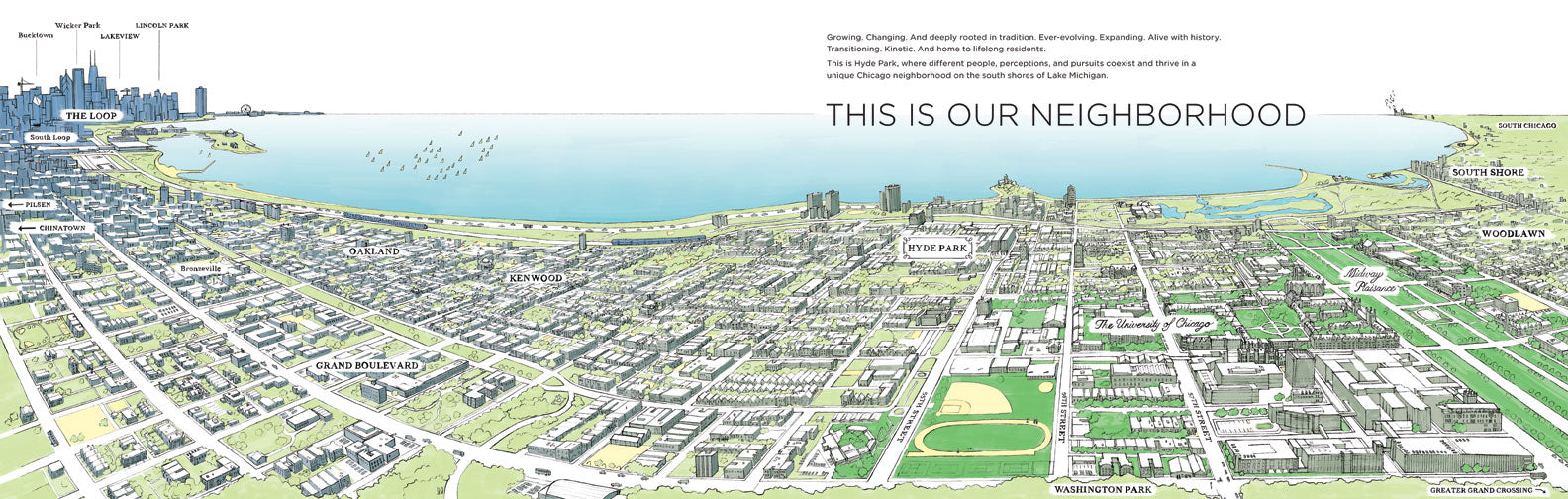 chicago hyde park panorama map